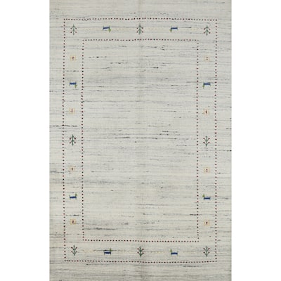 Gabbeh Indian Rug Handmade Modern Wool Carpet - 4'0" x 5'9"
