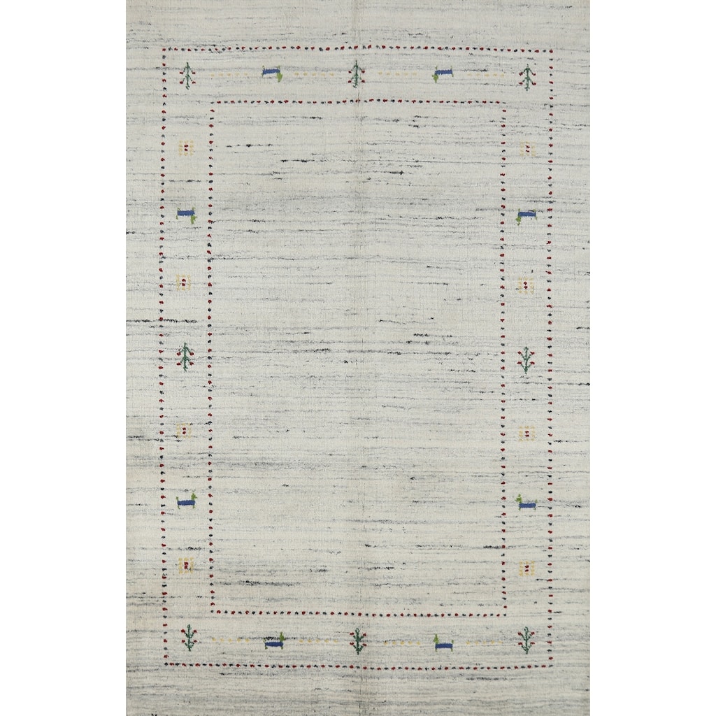 Gabbeh Indian Rug Handmade Modern Wool Carpet - 4'0" x 5'9"