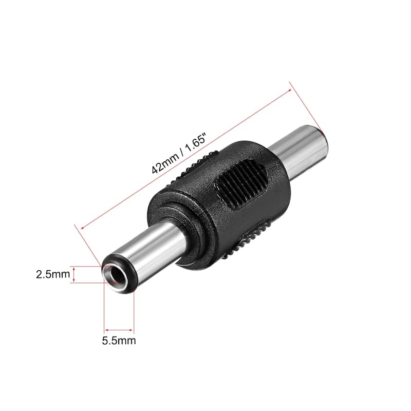 10Pcs DC Male to Male Connector 5.5mm x 2.5mm Power Cable Jack Adapter - Black - Male to Male(10Pcs)