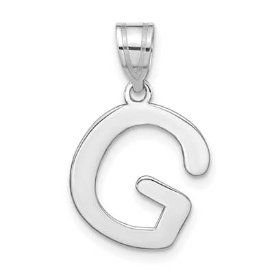 14k White Gold Polished Bubble Letter G Initial Pendant