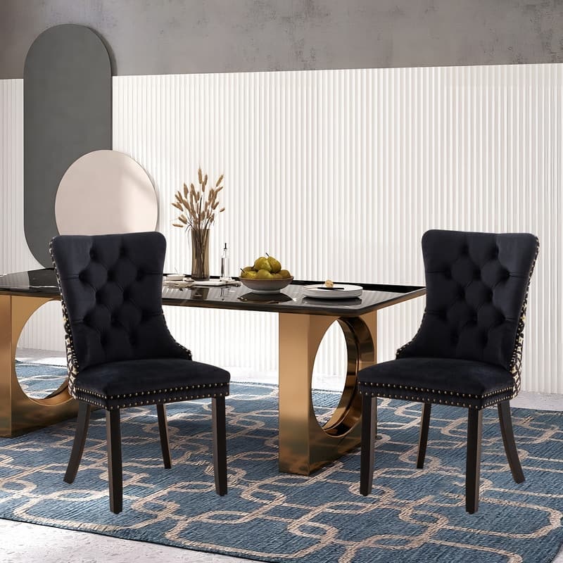 Solid Wood Velvet Upholstered Dining Chair Set of 6