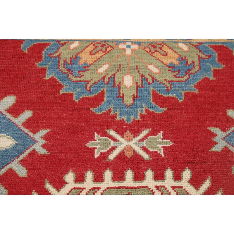 Traditional Red Kazak Oriental Accent Rug Hand-Knotted Wool Carpet - 3'5" x 4'11"