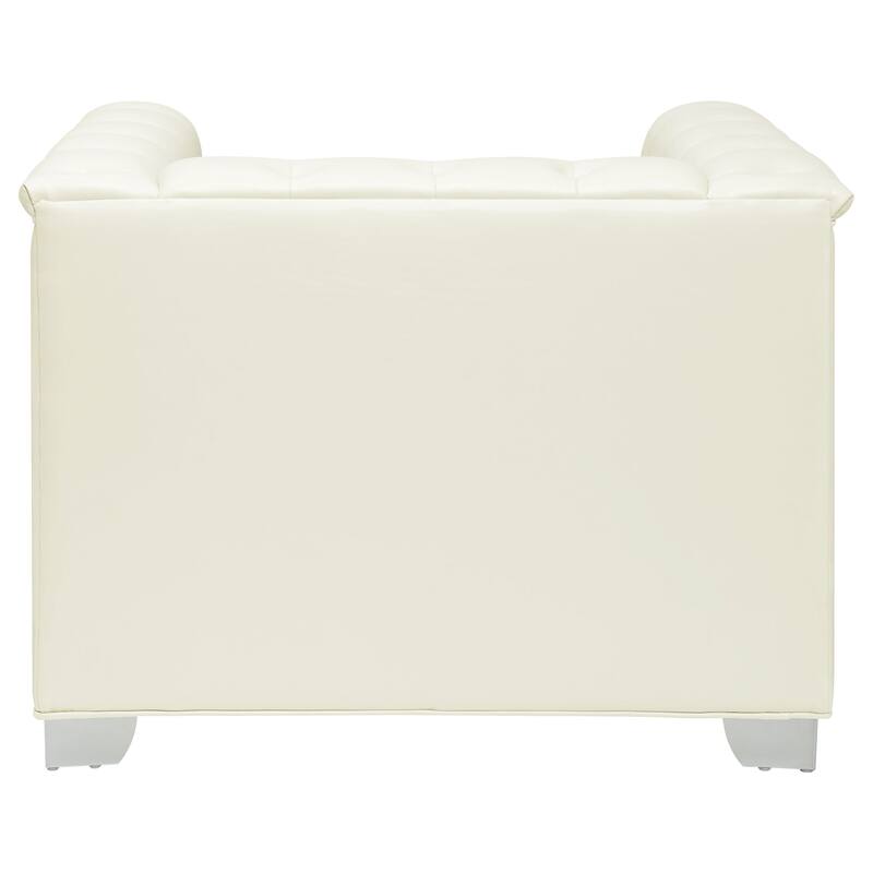 Chaviano Pearl White Upholstered Track Arm Sofa Set