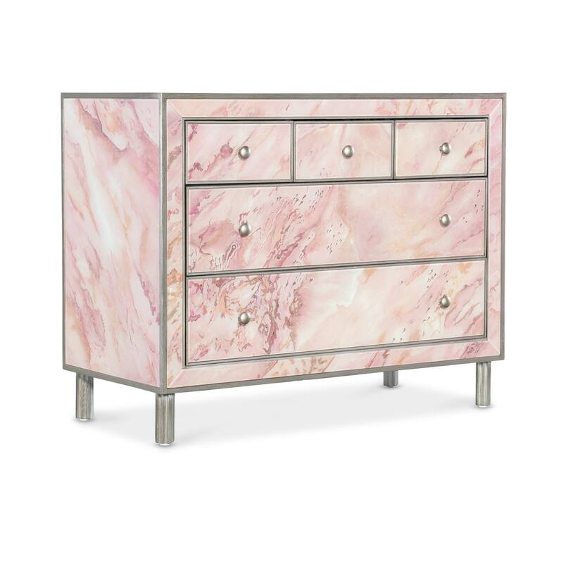 Hooker Furniture 5000-85002 Komen 43" Wide 5 Drawer Resin Dresser - Pink / Silver