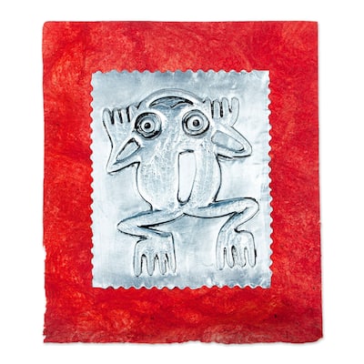 Novica Handmade Mighty Frog Aluminum And Amate Paper Greeting Card