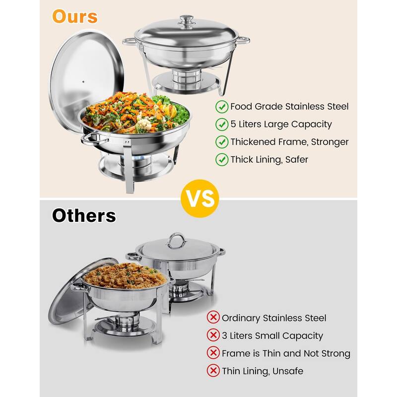 Round Food Warmers and Servers Stainless Steel Buffet Sets