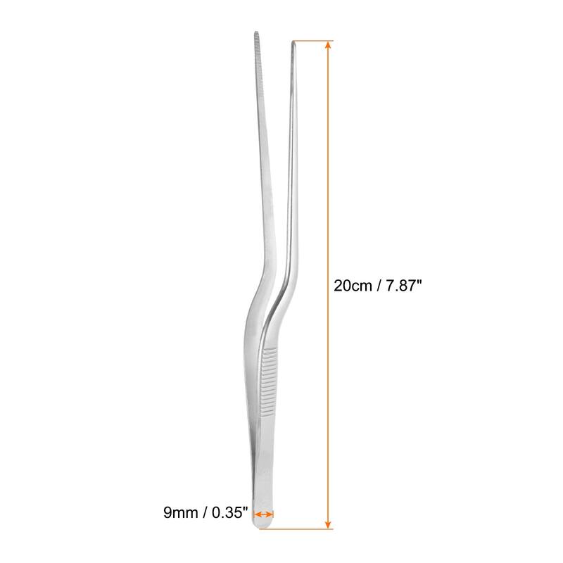 Offset Tweezer Tongs 304 Stainless Steel Kitchen Cooking Precision Tweezer - Silver - 7.87"