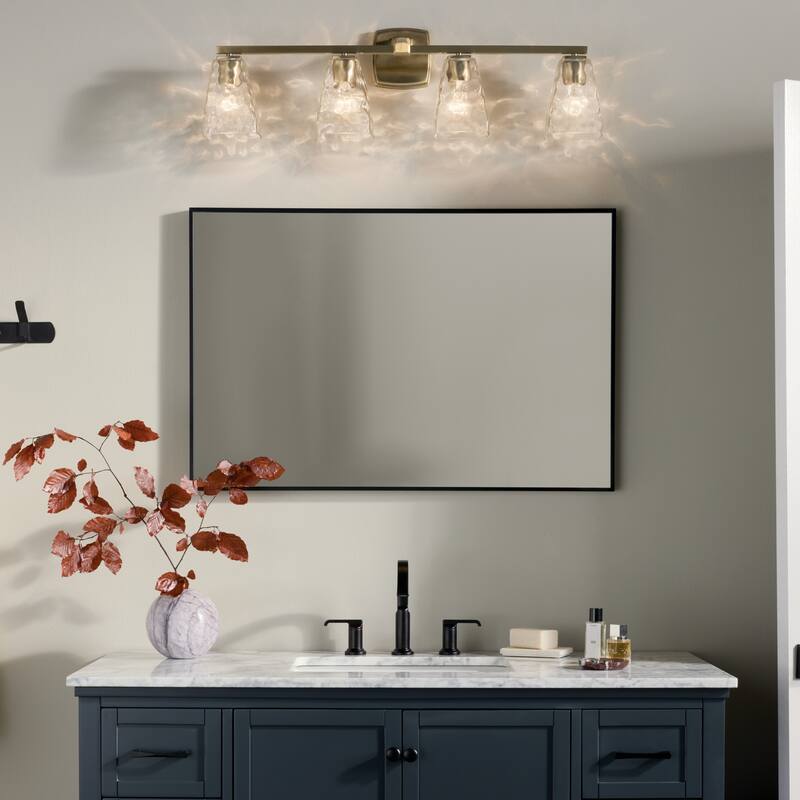 Kichler Lighting Marant 33.25" 4-Light Vanity Light with Clear Water Glass in Champagne Bronze