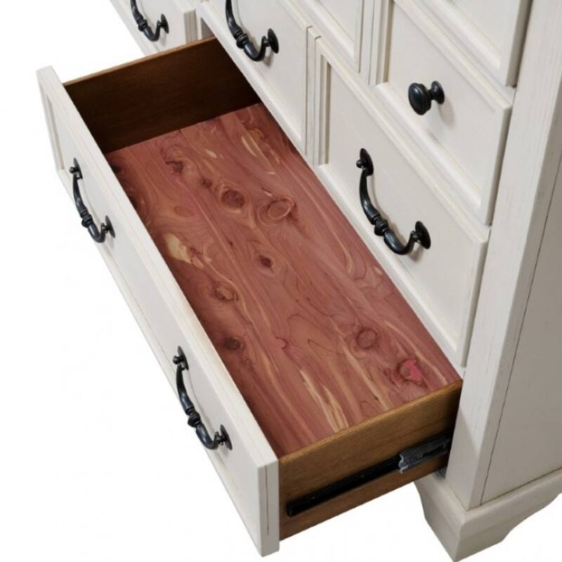 Hamps Wide Dresser, 8 Drawers, White and Dark Brown Solid Wood Frame