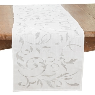 Image showcasing Embroidered Table Runner With Holly and Ribbon Design - On Sale - Bed ...