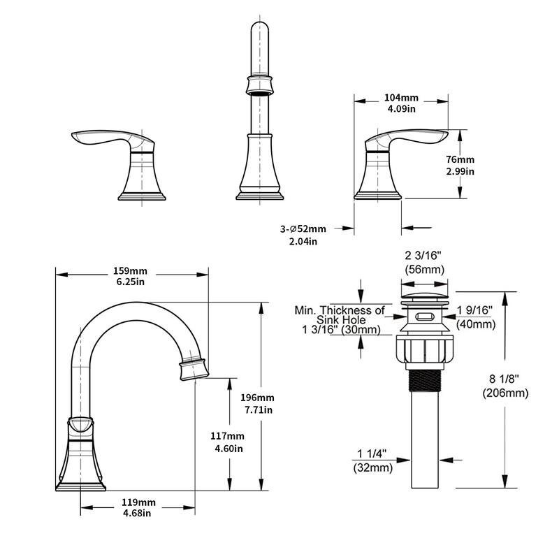 2 Handle 360 Degree Swivel Bathroom Sink Faucet with Pop up Drain Assembly and Water Supply Hose, Aerator, Anti Fingerprint
