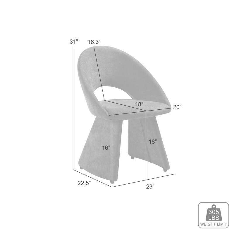 Angelina Modern Curved Back Forest Green Upholstered Dining Chair - Set of 2