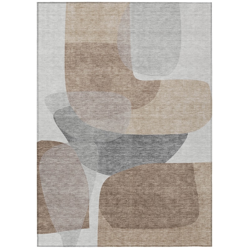 HomeRoots Abstract Transitional Rectangle Outdoor Rug