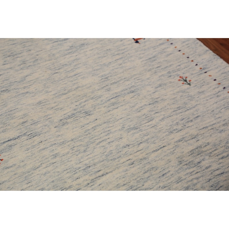 Beige Tribal Gabbeh Oriental Rug Hand-Knotted Wool Carpet - 3'11" x 5'9"