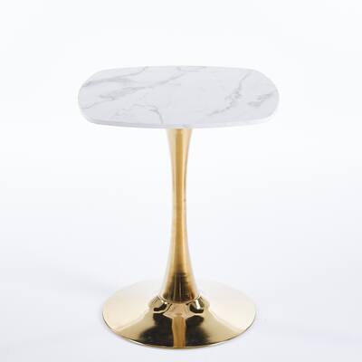Small Square Dining Table for 2-4 People, Coffee Table with MDF Top & Metal Pedestal, Tulip Table for Living Room, Small Spaces