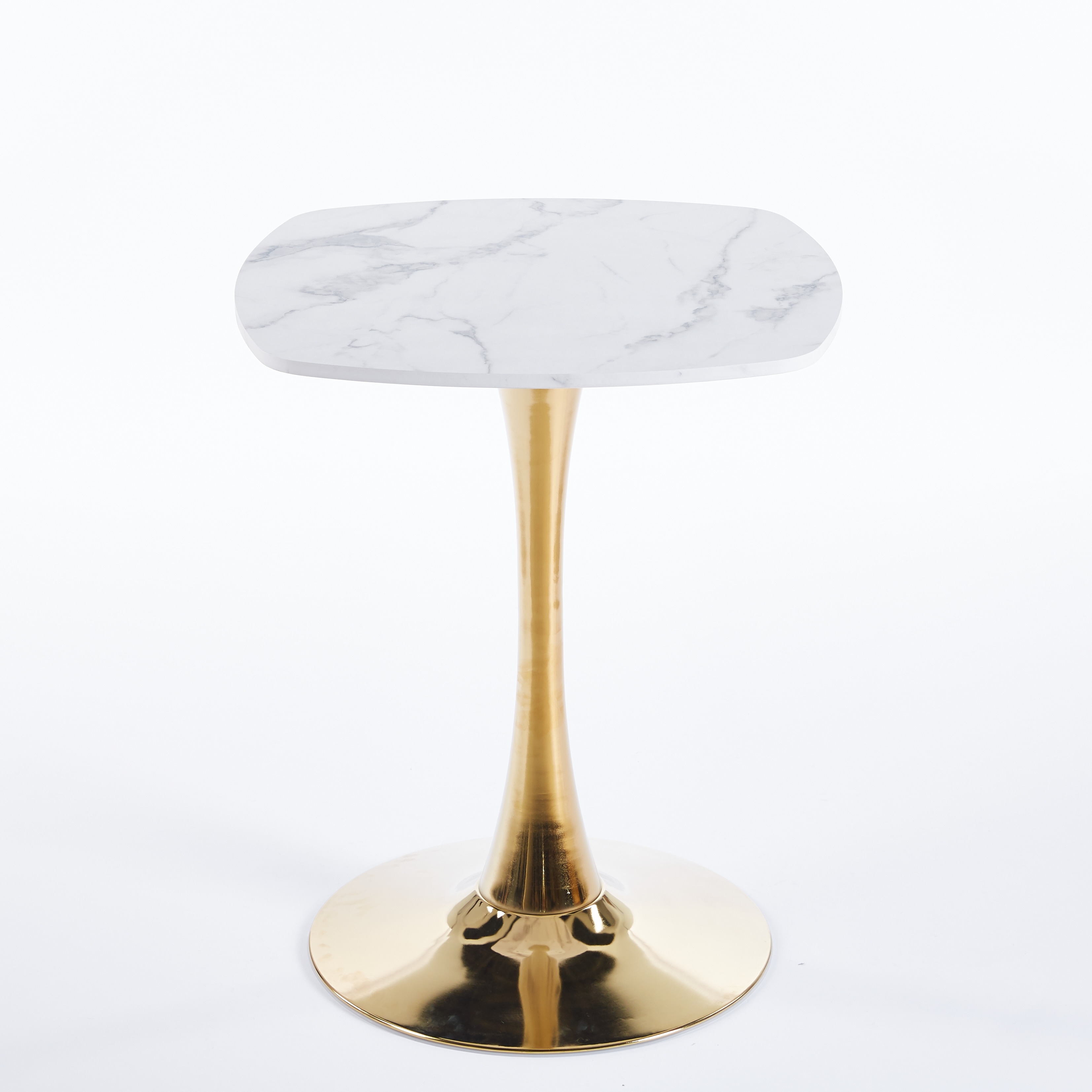 Small Square Dining Table for 2-4 People, Coffee Table with MDF Top & Metal Pedestal, Tulip Table for Living Room, Small Spaces