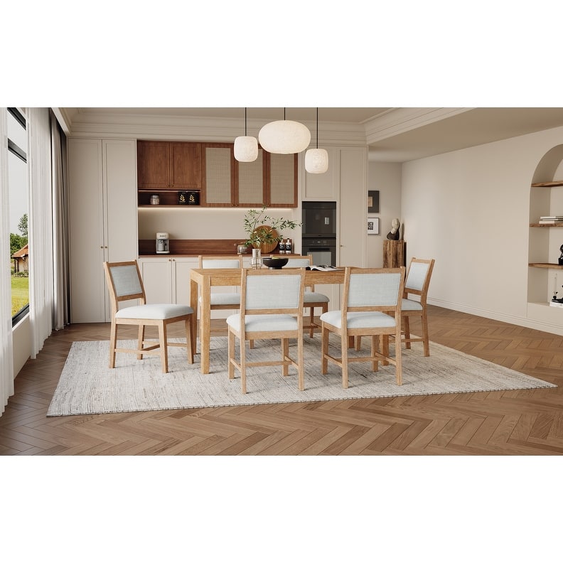 Vintage 7-Piece Retro Dining Set for 6 with Upholstered Chairs