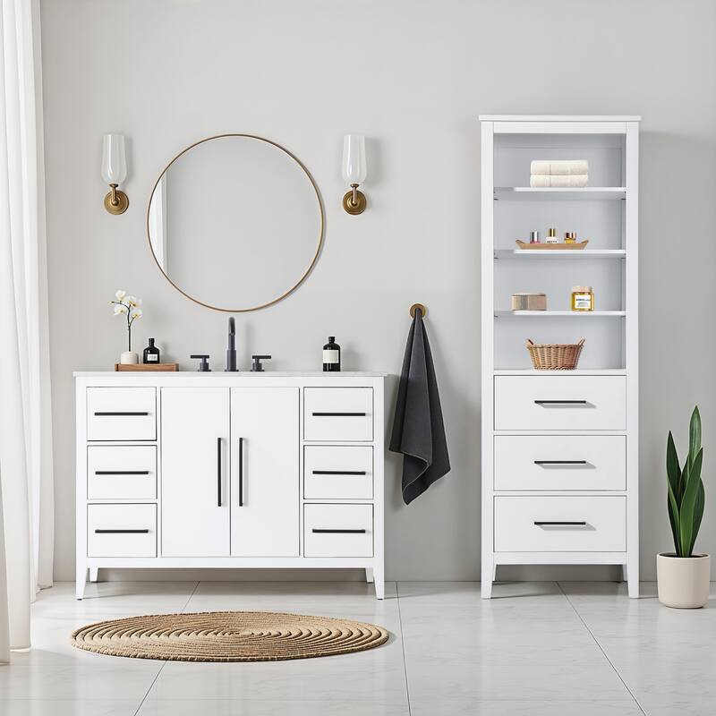 Laura 16-28 Inch Open Shelving Bath Storage Cabinet