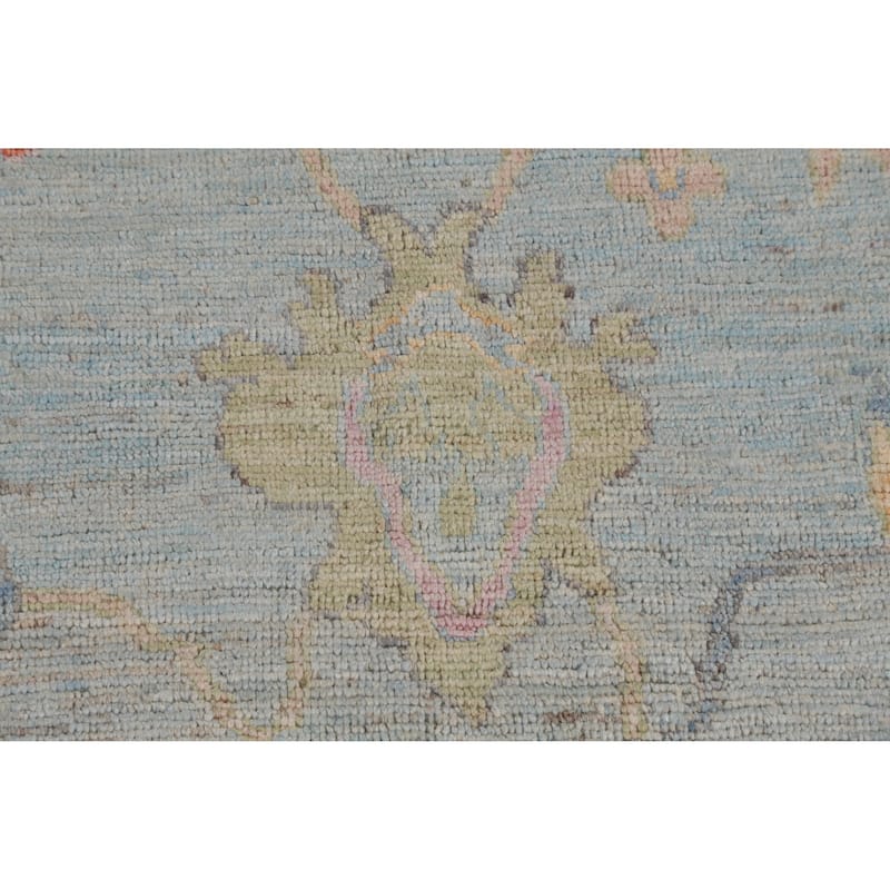 Hand Knotted Oriental 100% Wool Carpet Transitional All-Over Navy Blue & Blues Oushak Area Rug - 9' 11'' X 7' 10''