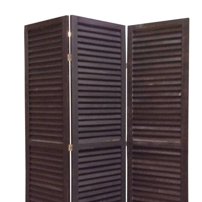 3 Panel Foldable Wooden Shutter Screen with Straight Legs, Black