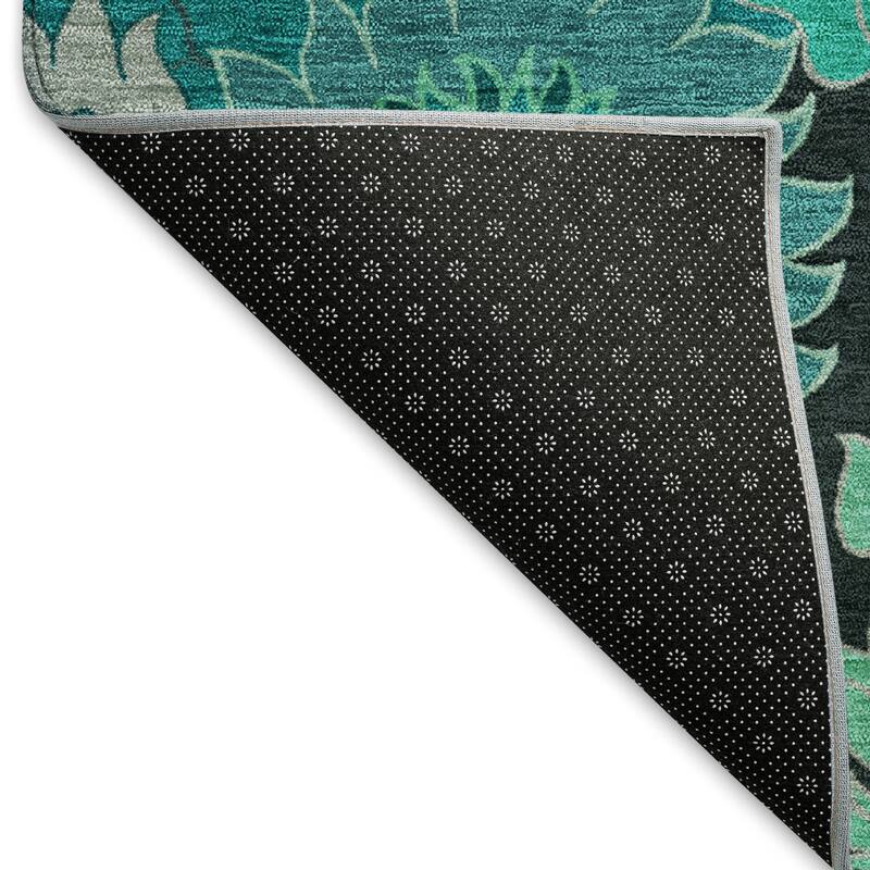 Machine Washable Indoor/ Outdoor Modern Floral Chantille Rug