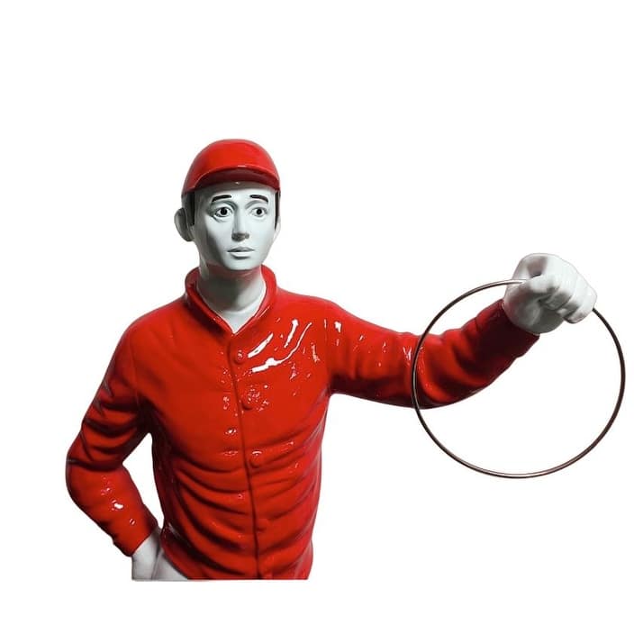 Classic Lawn Jockey Red Shirt Garden Statue - Red - Resin