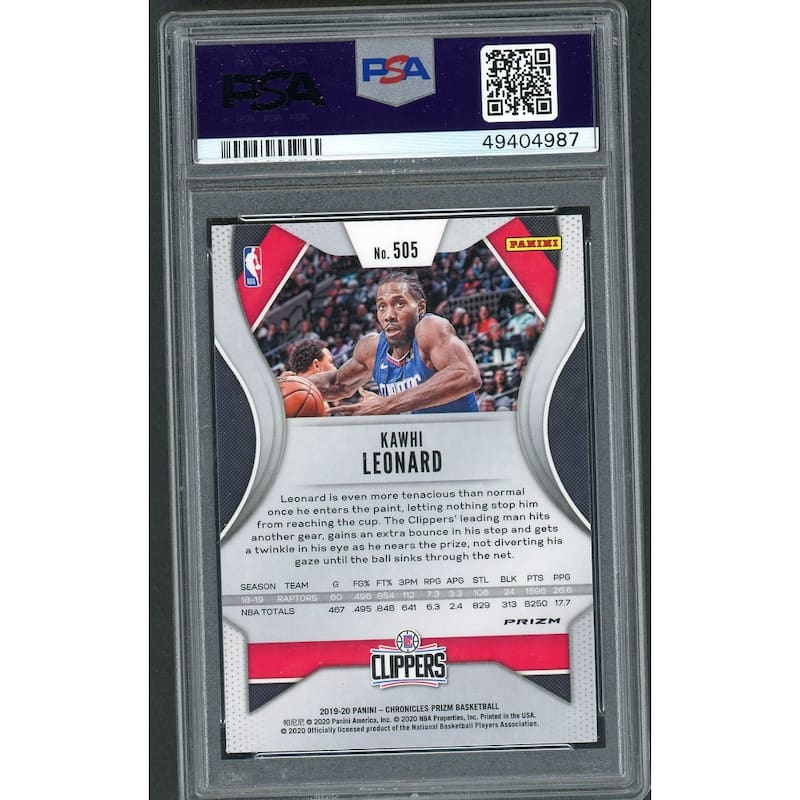 Kawhi Leonard 2019 Panini Chronicles Bronze Basketball Card #505 Graded PSA 9 MINT - 8'6" x 11'6"