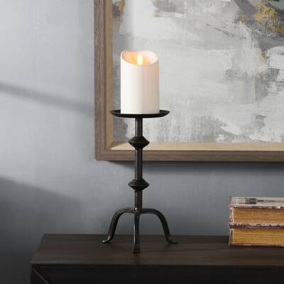 StyleCraft Fireside 13-inch Tri Foot Knob Detail Metal Candle Holder with Plate