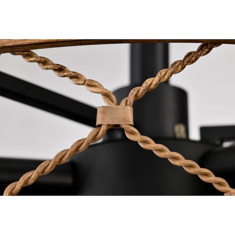 Marzell 16 Inch Modern Wood Grain Fandelier - N/A