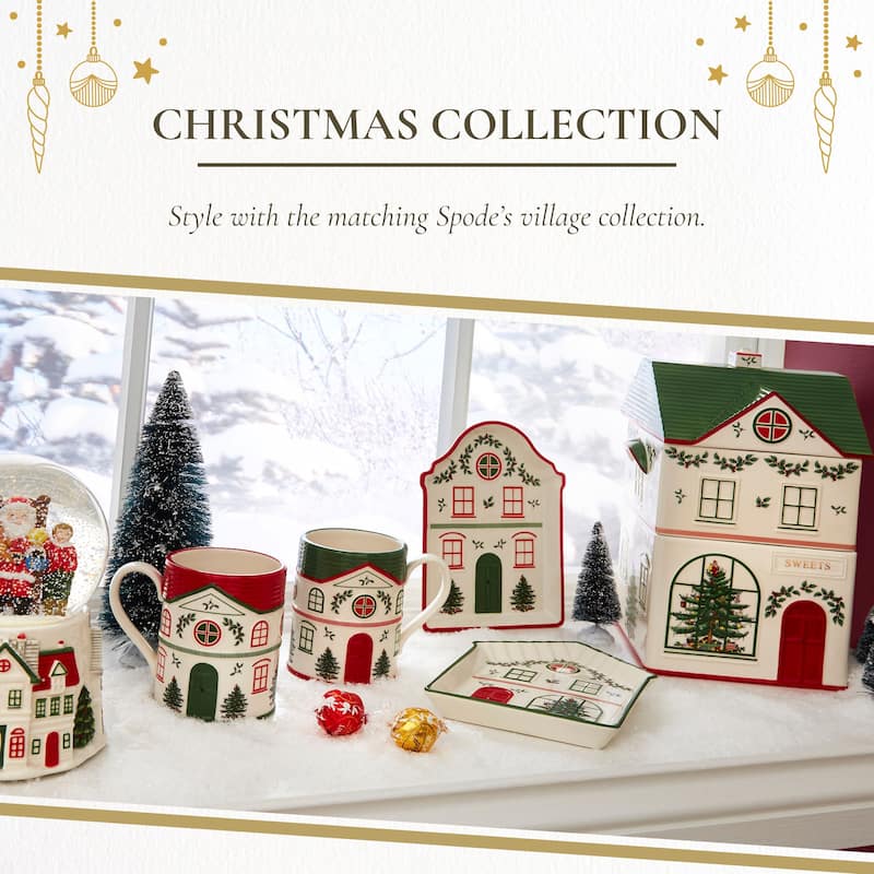 Spode Christmas Village Canister - 10.6" H x 5.9" L x 7.3" W