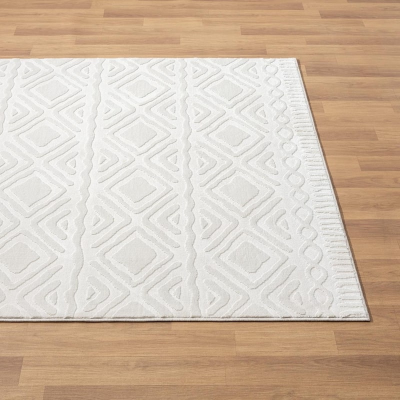 Luxe Weavers Oriental Cream Area Rug, Stain-Resistant Carpet