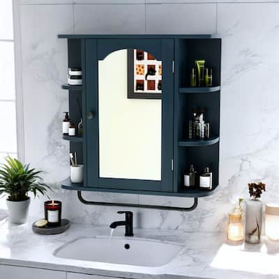 Wall Mounted Bathroom Medicine Cabinet with Mirror Door and Removable Shelf