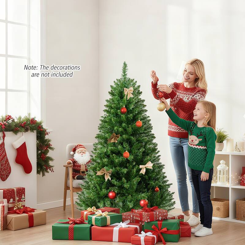 Gymax Artificial Christmas Tree w/990 Branch Tips 1000 Warm White LED