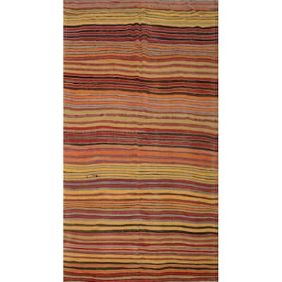 Hand Woven Oriental 100% Wool Carpet Southwestern Geometric Multi-Colored Kilim Area Rug - 8' 10'' X 5' 2''