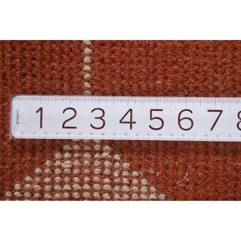 Hand Knotted Oriental 100% Wool Carpet Modern All-Over Red Gabbeh Area Rug - 7' 10'' X 5' 2''