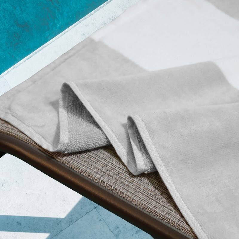 100% Cotton Cabana‑Stripe Lounge Chair Cover Terry Towel with Fitted Pocket & Back Flap Set of 2
