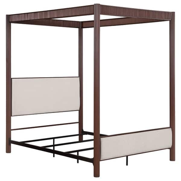 slide 2 of 13, Zimmerlee 89-Inch Metal Canopy Bed Rust Brown King