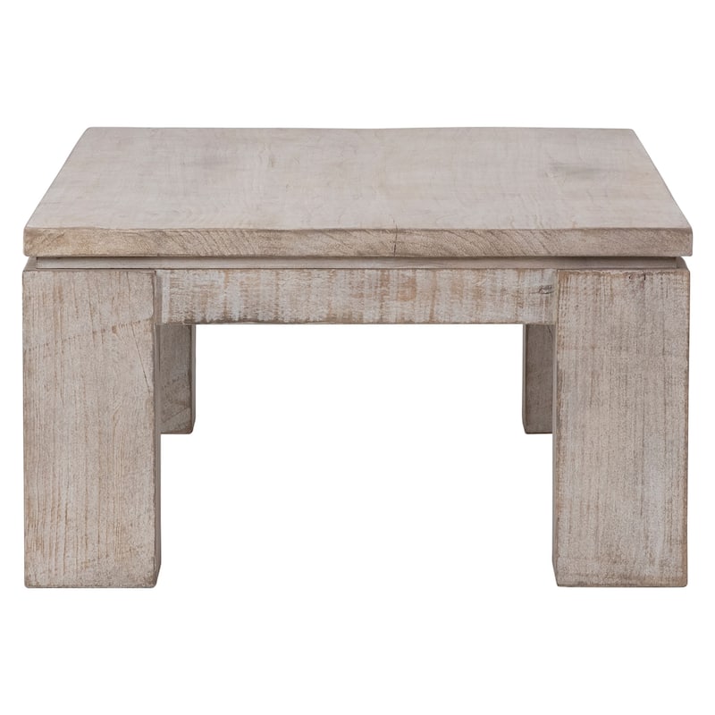 Datona 56" Rectangular Reclaimed Pine Warm Wash Block Feet Coffee Table