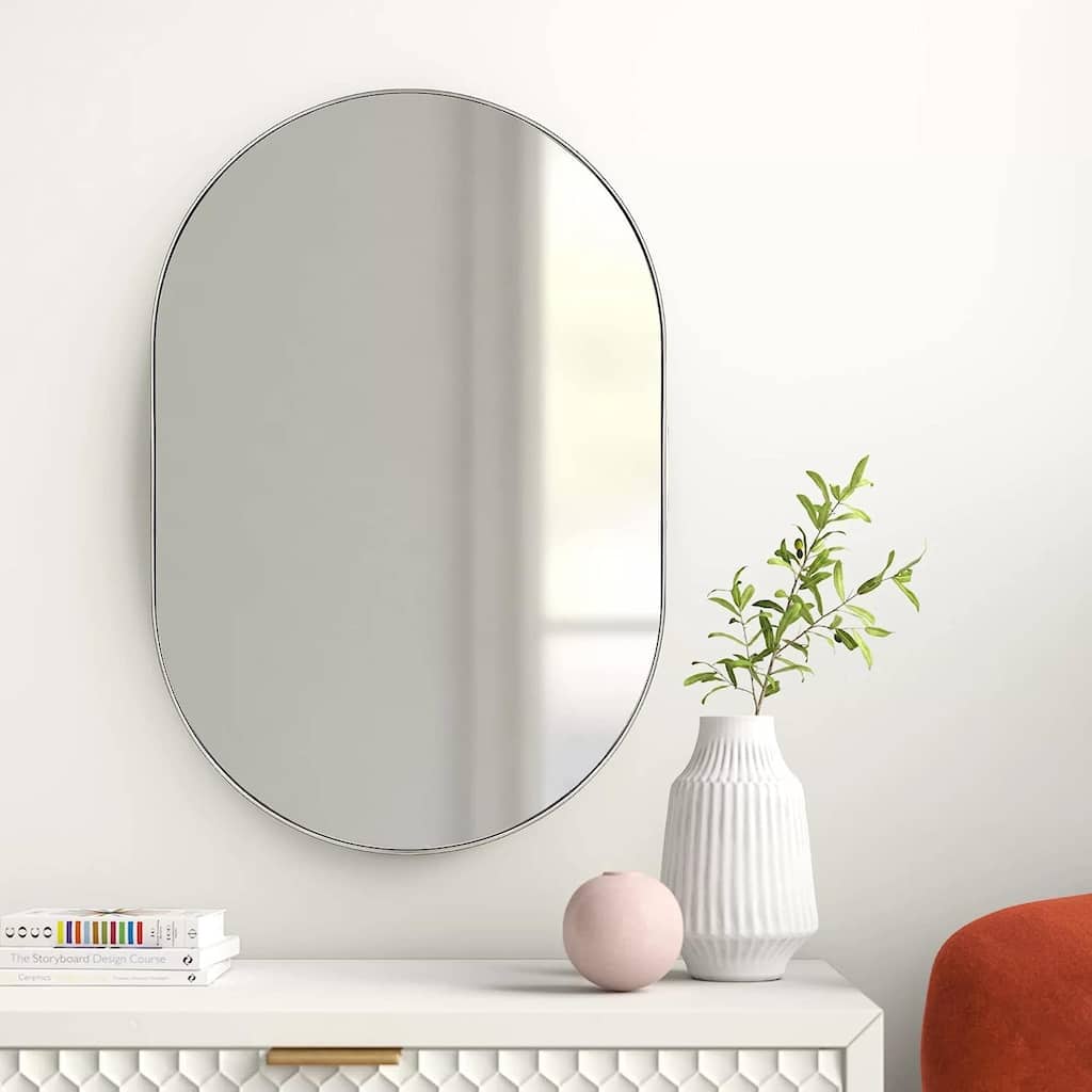 20 X 28 Inch Metal Oval Mirror,The Frame Is Made Of High Quality Aluminum Alloy