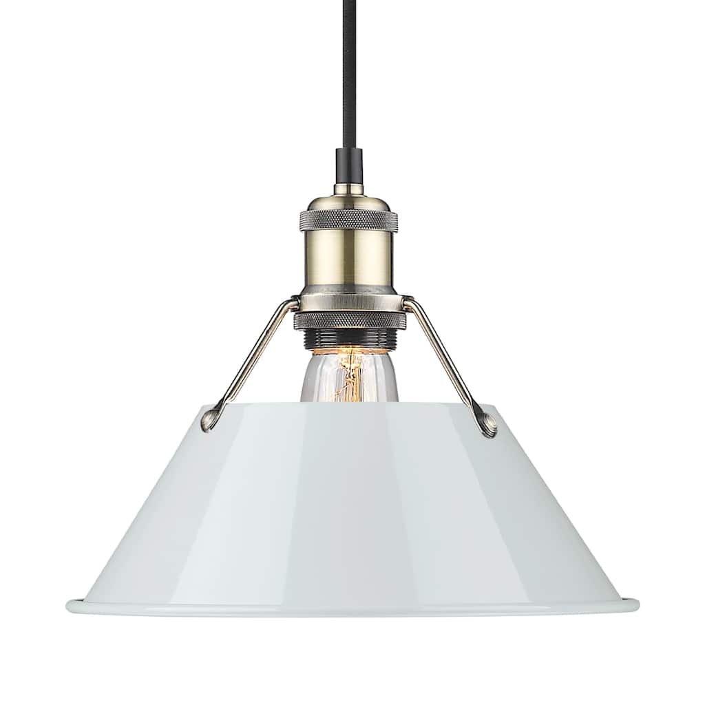 Yep by Golden Lighting Orwell 1-light 10in Pendant in Aged Brass and Dusky Blue shade - Gold