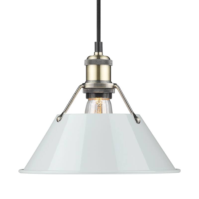 Yep by Golden Lighting Orwell 1-light 10in Pendant in Aged Brass and Dusky Blue shade - Gold
