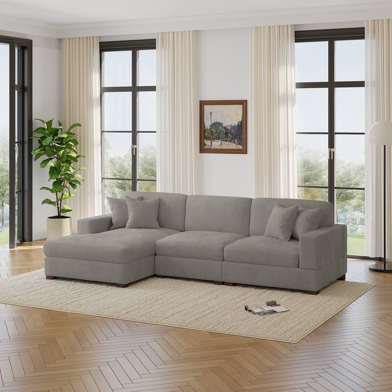 Oversized Modern Chenille Modular Sectional Sofa with Chaise