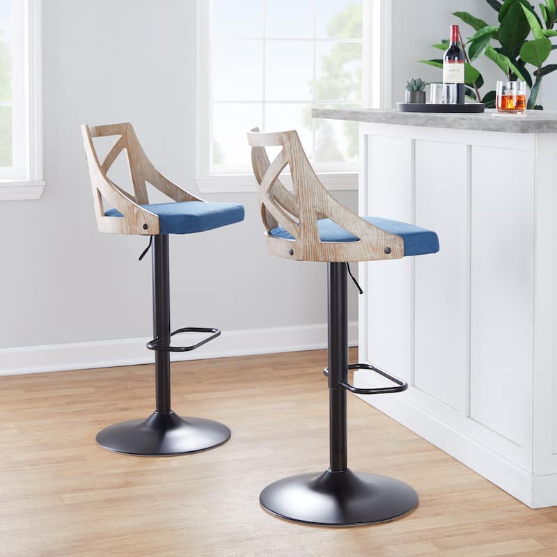 The Gray Barn Charlotte Adjustable Bar Stool with Rounded Rectangular Footrest (Set of 2)