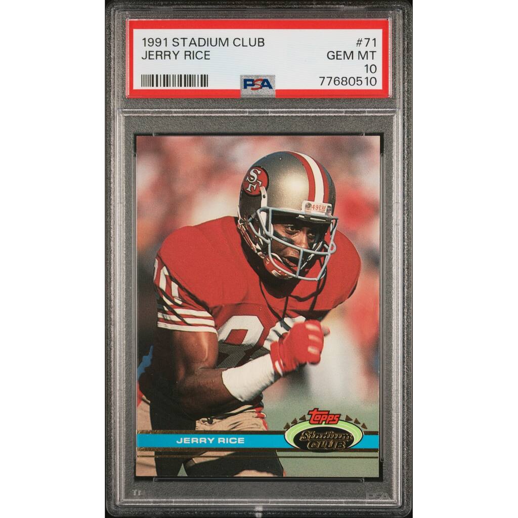 Jerry Rice 1991 Topps Stadium Club Football Card #71 Graded PSA 10 - 8'6" x 11'6"