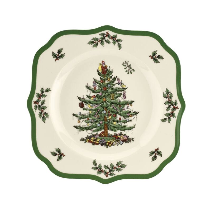 Spode Christmas Tree Scalloped Salad Plate - 9" D - 9" D