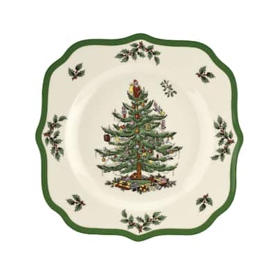 Spode Christmas Tree Scalloped Salad Plate - 9" D