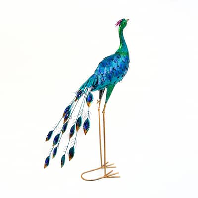 35 in. Metal Peacock Figurine