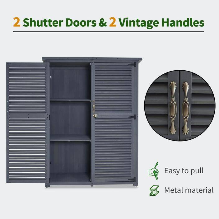 MCombo Outdoor Storage Cabinet Shed, Shuttered Doors with Lock, Wooden 0709 / 0808 / 1900