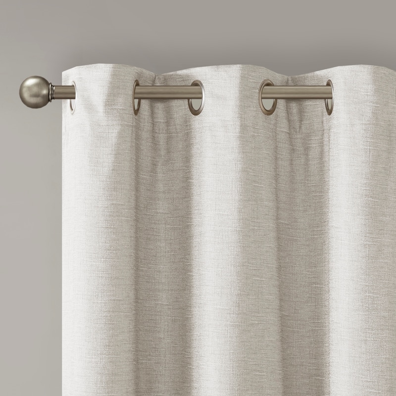 SunSmart Leighton Tonal Printed Faux Silk Total Blackout Curtain Panel Pair