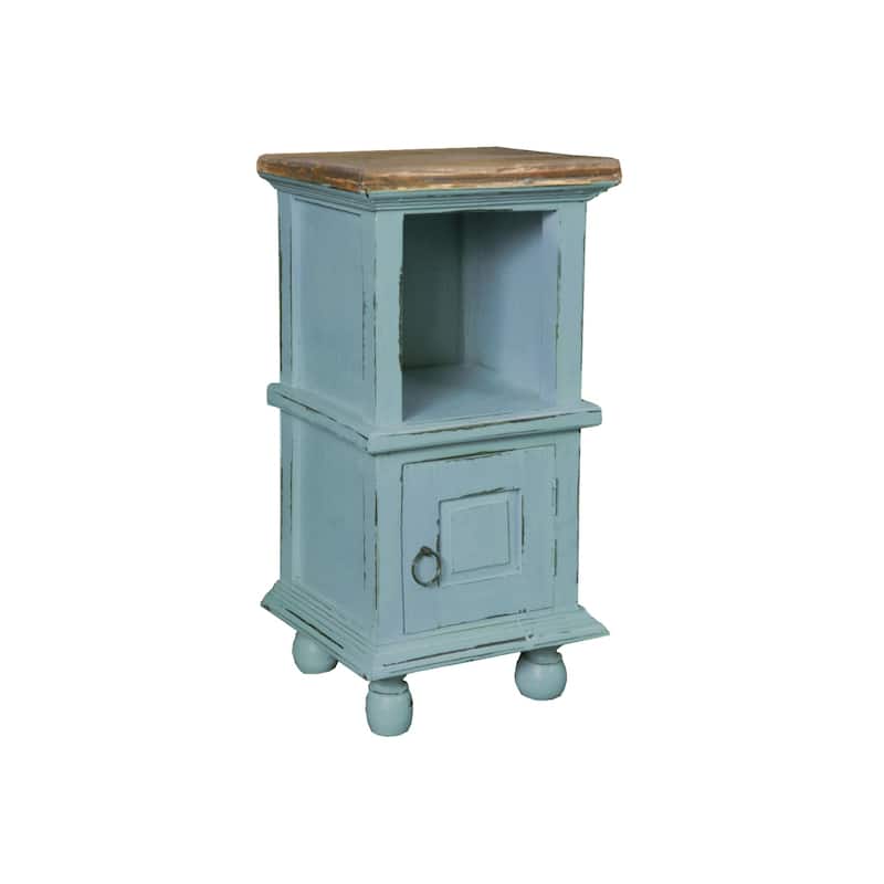 Solid Wood End Table - Fully Assembled Side Table for Living Room, Bedroom, Coastal Decor - 26.5